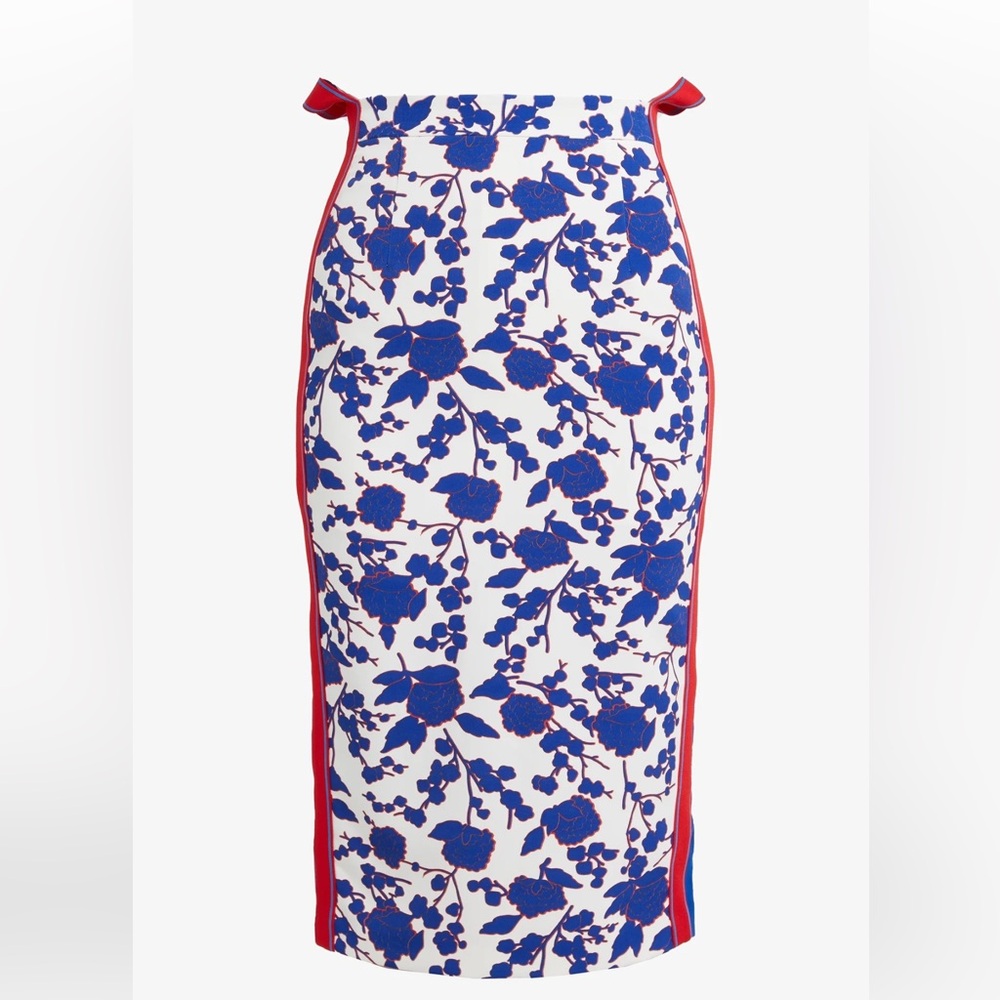 Pinko Blue and Red Floral Pencil Skirt